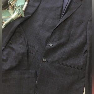 Sharp Full Suit. Andrew Fezza Blue Plaid, sz 42L